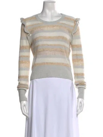Pre-owned Intermix Striped Scoop Neck Sweater In Neutral