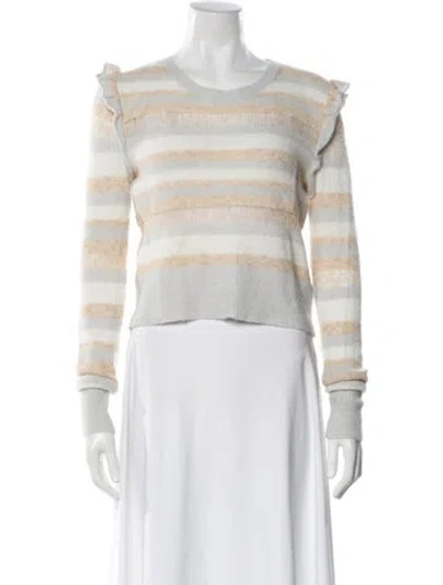 Pre-owned Intermix Striped Scoop Neck Sweater In Neutral
