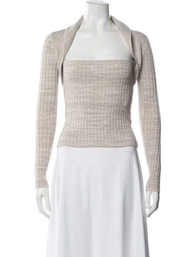 Pre-owned Intermix Striped Square Neckline Sweater In Neutrals