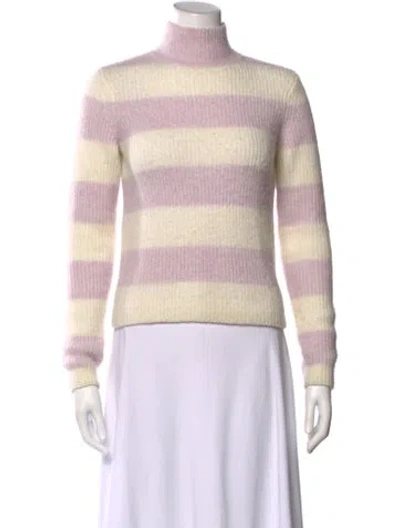 Pre-owned Intermix Striped Turtleneck Sweater In Neutral