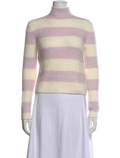 Pre-owned Intermix Striped Turtleneck Sweater In Purple