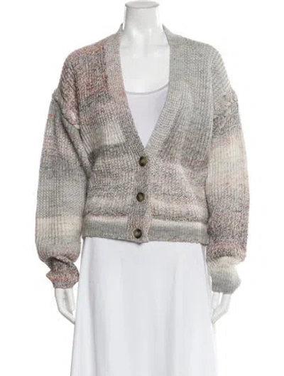 Pre-owned Intermix Striped V-neck Sweater In Gray