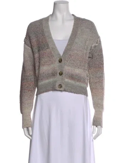 Pre-owned Intermix Striped V-neck Sweater In Gray