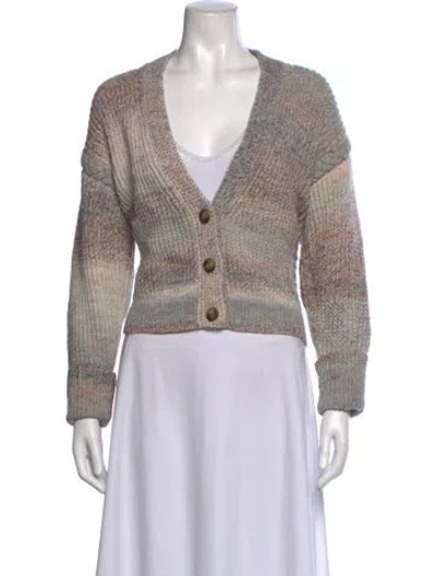 Pre-owned Intermix Striped V-neck Sweater In Grey