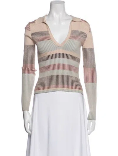 Pre-owned Intermix Striped V-neck Sweater In Multi