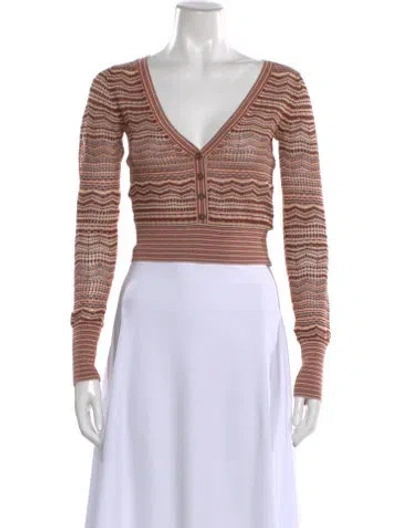 Pre-owned Intermix Striped V-neck Sweater In Red