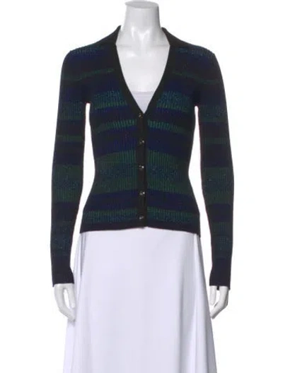 Pre-owned Intermix Striped V-neck Sweater W/ Tags