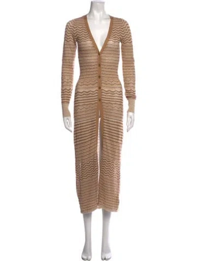 Pre-owned Intermix Striped V-neck Sweater W/ Tags In Metallic/neutrals