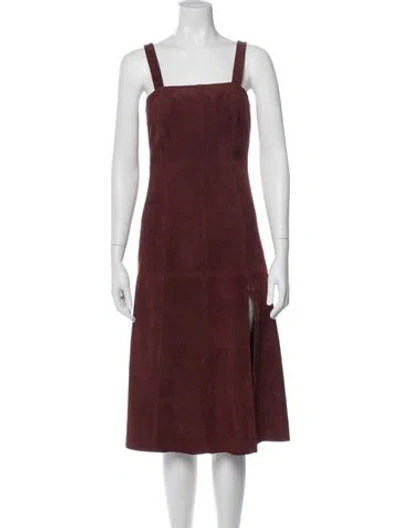 Pre-owned Intermix Suede Midi Length Dress In Red