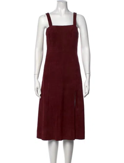 Pre-owned Intermix Suede Midi Length Dress In Red