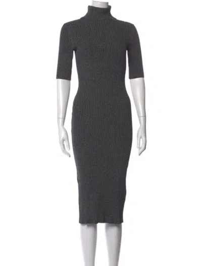 Pre-owned Intermix Turtleneck Knee-length Dress In Grey