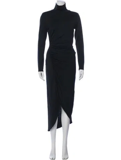 Pre-owned Intermix Turtleneck Long Dress In Blue