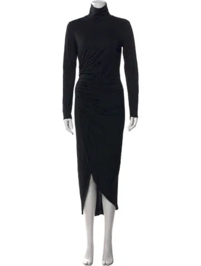 Pre-owned Intermix Turtleneck Midi Length Dress In Black