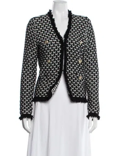 Pre-owned Intermix Tweed Pattern Jacket In Black