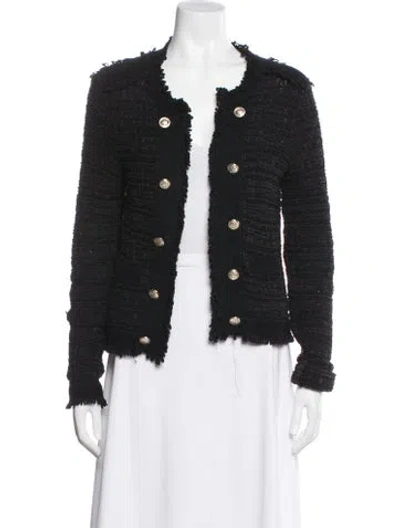 Pre-owned Intermix Tweed Pattern Jacket In Black
