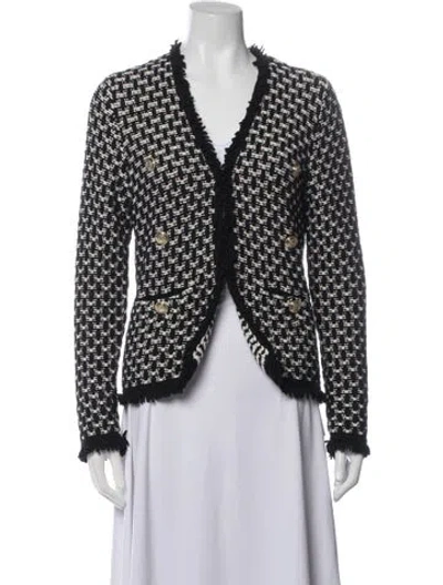 Pre-owned Intermix Tweed Pattern Jacket In Black