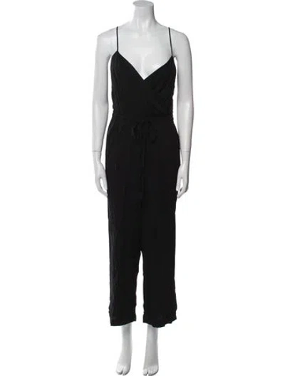 Pre-owned Intermix V-neck Jumpsuit In Black