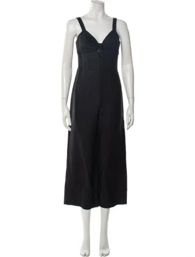 Pre-owned Intermix V-neck Jumpsuit In Black