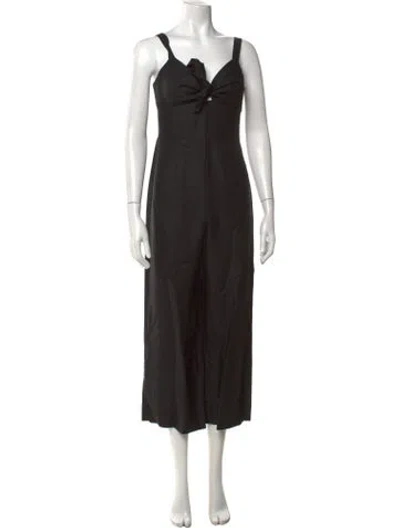 Pre-owned Intermix V-neck Jumpsuit In Black