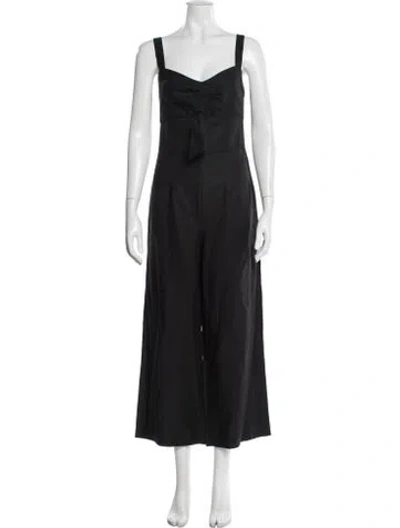 Pre-owned Intermix V-neck Jumpsuit In Black