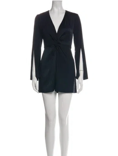 Pre-owned Intermix V-neck Jumpsuit In Blue
