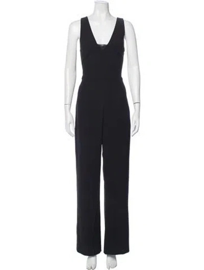 Pre-owned Intermix V-neck Jumpsuit In Blue