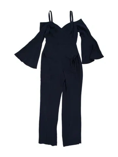 Pre-owned Intermix V-neck Jumpsuit In Blue