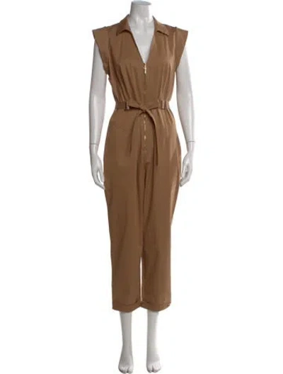 Pre-owned Intermix V-neck Jumpsuit In Brown