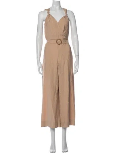 Pre-owned Intermix V-neck Jumpsuit In Neutral