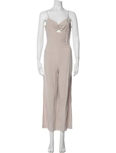 Pre-owned Intermix V-neck Jumpsuit In Neutrals