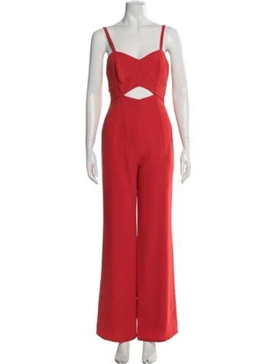 Pre-owned Intermix V-neck Jumpsuit In Red