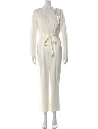 Pre-owned Intermix V-neck Jumpsuit In White
