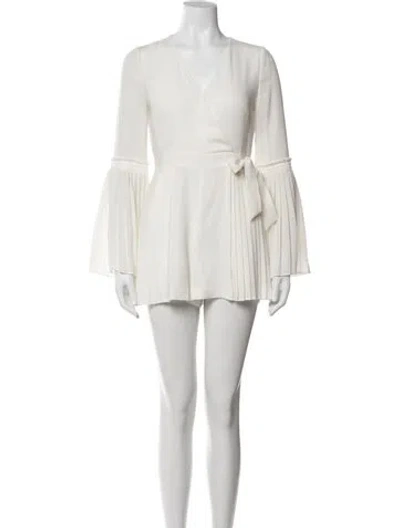 Pre-owned Intermix V-neck Jumpsuit In White