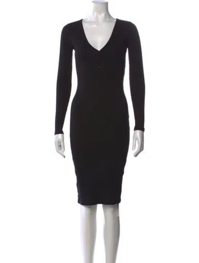 Pre-owned Intermix V-neck Knee-length Dress In Black
