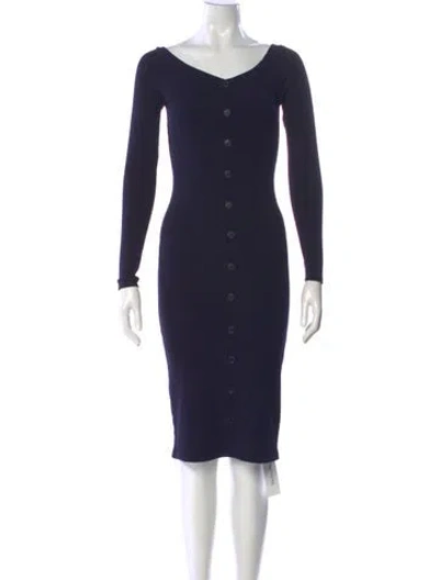Pre-owned Intermix V-neck Knee-length Dress W/ Tags In Blue