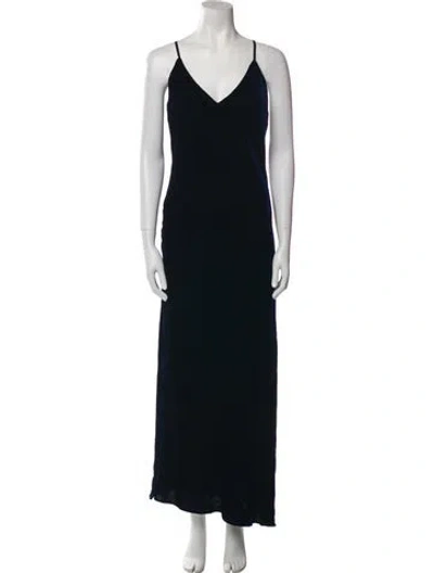 Pre-owned Intermix V-neck Long Dress In Black