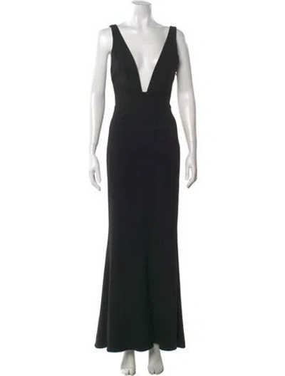 Pre-owned Intermix V-neck Long Dress In Black