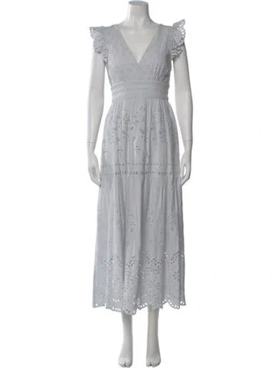 Pre-owned Intermix V-neck Long Dress In Blue