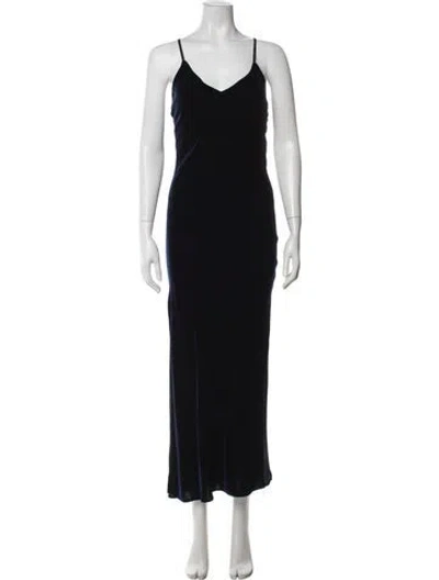Pre-owned Intermix V-neck Long Dress In Blue