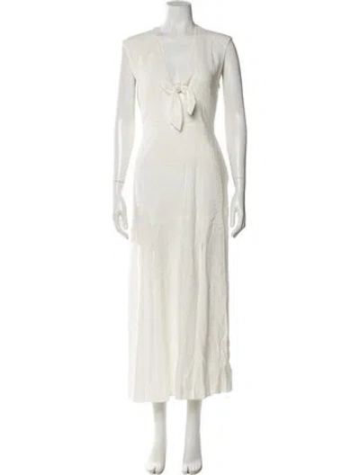 Pre-owned Intermix V-neck Long Dress In Neutral