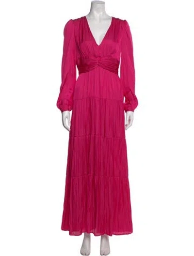Pre-owned Intermix V-neck Long Dress In Pink
