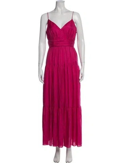 Pre-owned Intermix V-neck Long Dress In Pink