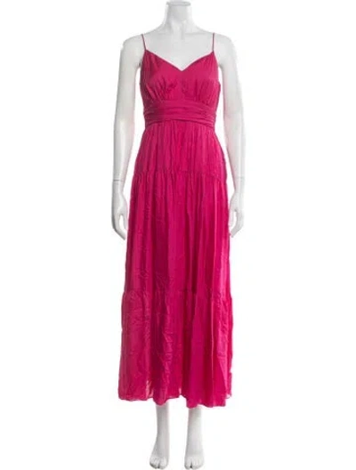 Pre-owned Intermix V-neck Long Dress In Pink