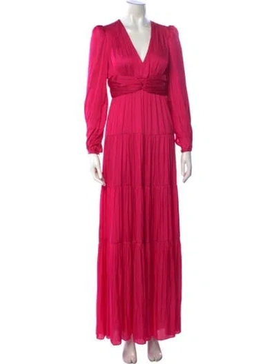 Pre-owned Intermix V-neck Long Dress In Pink
