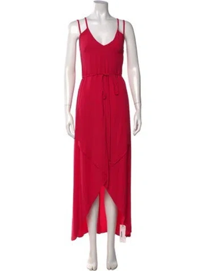 Pre-owned Intermix V-neck Long Dress In Pink