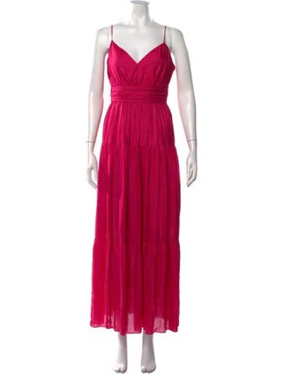 Pre-owned Intermix V-neck Long Dress In Pink