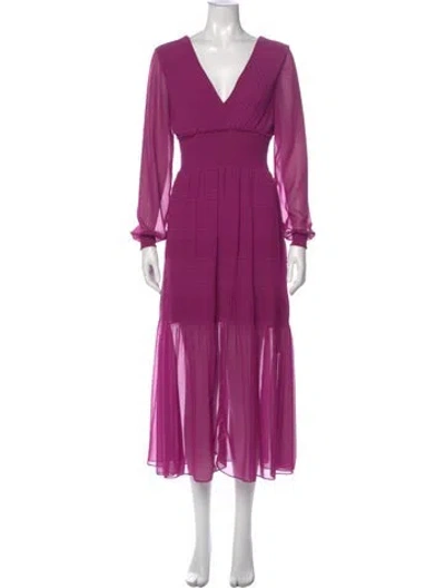 Pre-owned Intermix V-neck Long Dress In Purple