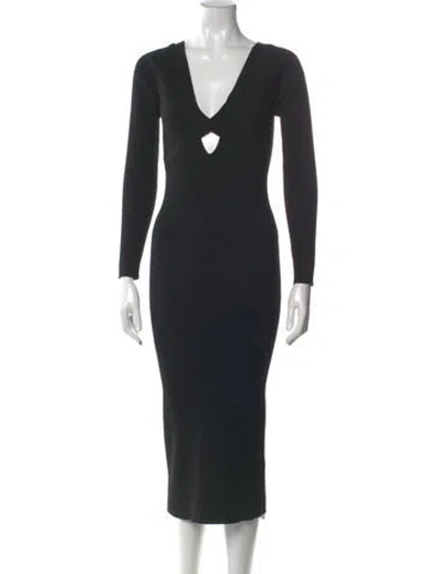 Pre-owned Intermix V-neck Long Dress W/ Tags In Black