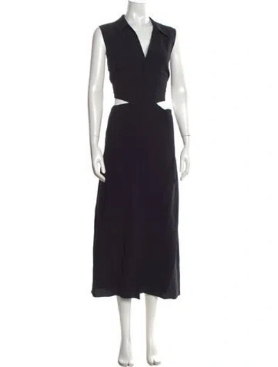 Pre-owned Intermix V-neck Long Dress W/ Tags In Black