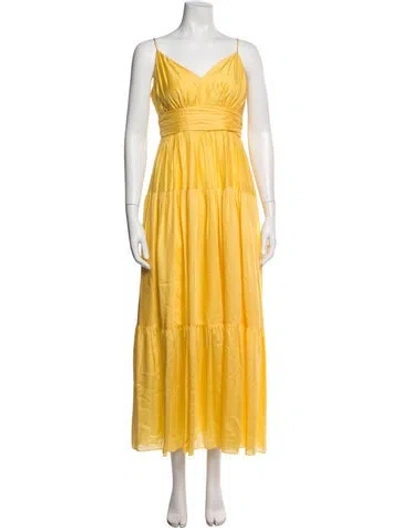 Pre-owned Intermix V-neck Long Dress W/ Tags In Yellow